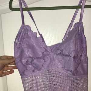 Floral Glow Lace & Mesh Slip Lavender